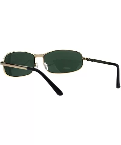 Mens Fashion Sunglasses Oval Rectangular Metal Frame Spring Hinge - Gold (Green) - CL18OCU5OTZ $5.56 Oval