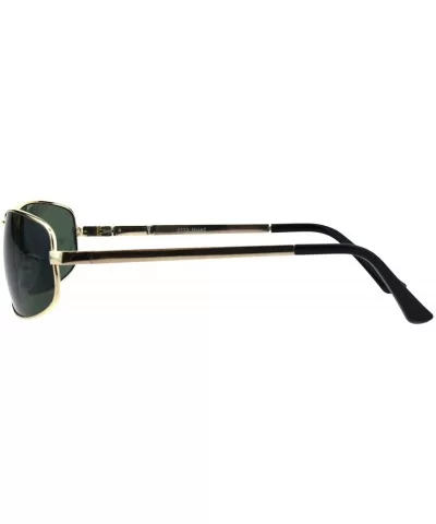 Mens Fashion Sunglasses Oval Rectangular Metal Frame Spring Hinge - Gold (Green) - CL18OCU5OTZ $5.56 Oval