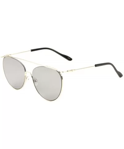 Semi Rimless Flat Thin Frame Elongated Ear Piece Sunglasses - Grey Gold - C9197XRSH9X $8.42 Aviator