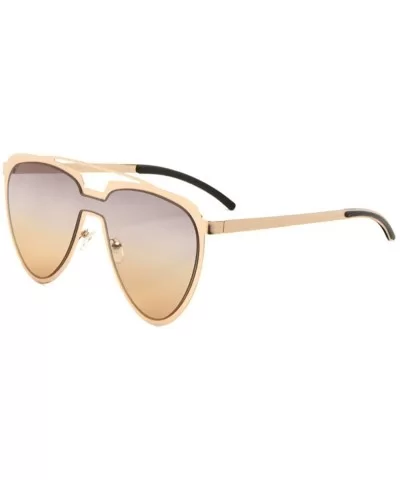 Cleopatra Womens One Piece Aviator Shield Sunglasses - Gold Frame - CA18ELLHOOT $6.55 Shield