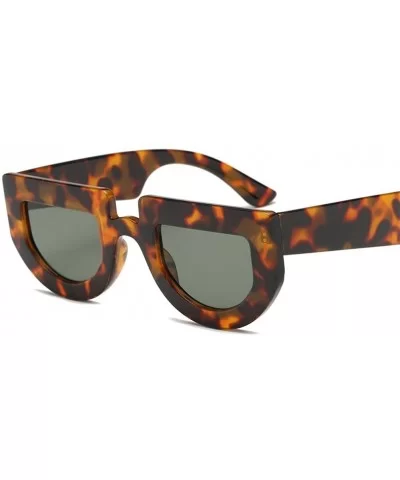 Women Sunglasses Half Round Thick Frame Retro Sun Glasses Female Accessories - Leopard - CP18GAAN5ZH $5.30 Round