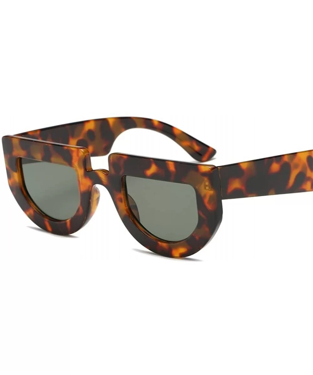 Women Sunglasses Half Round Thick Frame Retro Sun Glasses Female Accessories - Leopard - CP18GAAN5ZH $5.30 Round