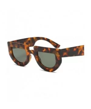 Women Sunglasses Half Round Thick Frame Retro Sun Glasses Female Accessories - Leopard - CP18GAAN5ZH $5.30 Round