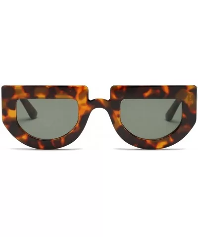 Women Sunglasses Half Round Thick Frame Retro Sun Glasses Female Accessories - Leopard - CP18GAAN5ZH $5.30 Round