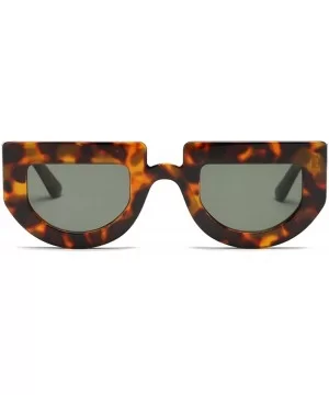 Women Sunglasses Half Round Thick Frame Retro Sun Glasses Female Accessories - Leopard - CP18GAAN5ZH $5.30 Round