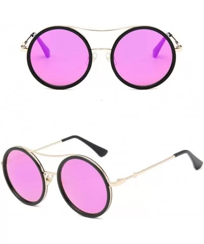 Retro Round Sunglasses Women Mirror Sun Glasses Vintage - 5 - CO18R3CACHZ $29.37 Round