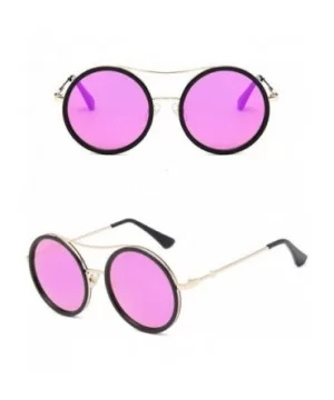 Retro Round Sunglasses Women Mirror Sun Glasses Vintage - 5 - CO18R3CACHZ $29.37 Round