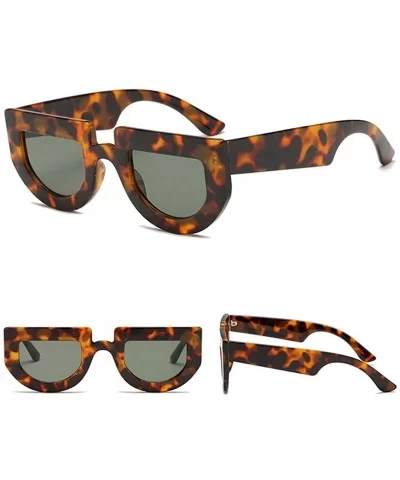 Women Sunglasses Half Round Thick Frame Retro Sun Glasses Female Accessories - Leopard - CP18GAAN5ZH $5.30 Round