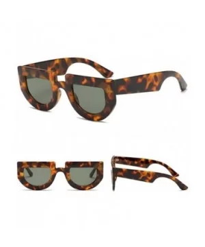 Women Sunglasses Half Round Thick Frame Retro Sun Glasses Female Accessories - Leopard - CP18GAAN5ZH $5.30 Round