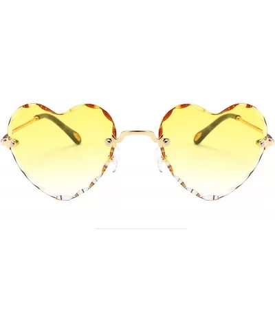 Classic Heart Lens Rimless Sunglasses for Women UV 400 Protection - Yellow - C418RQEAM6M $11.79 Rimless