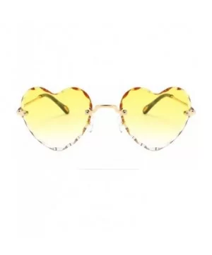 Classic Heart Lens Rimless Sunglasses for Women UV 400 Protection - Yellow - C418RQEAM6M $11.79 Rimless