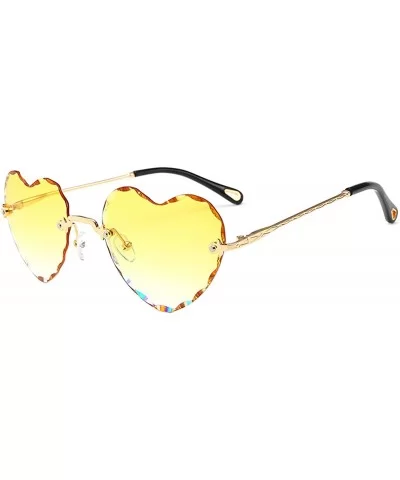 Classic Heart Lens Rimless Sunglasses for Women UV 400 Protection - Yellow - C418RQEAM6M $11.79 Rimless