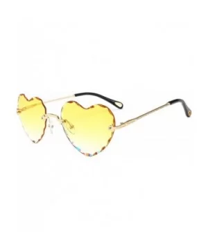 Classic Heart Lens Rimless Sunglasses for Women UV 400 Protection - Yellow - C418RQEAM6M $11.79 Rimless