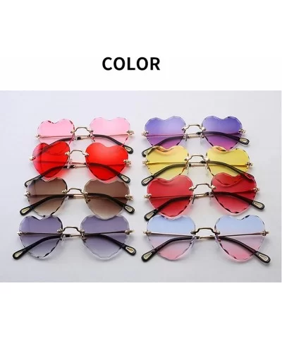 Classic Heart Lens Rimless Sunglasses for Women UV 400 Protection - Yellow - C418RQEAM6M $11.79 Rimless