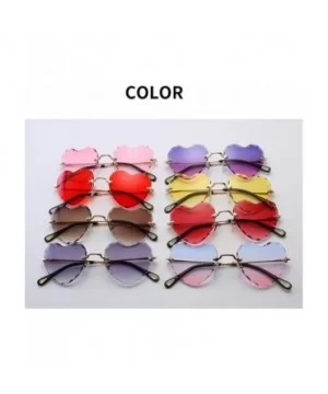 Classic Heart Lens Rimless Sunglasses for Women UV 400 Protection - Yellow - C418RQEAM6M $11.79 Rimless