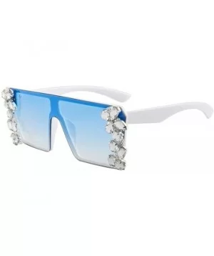 Rhinestones Sunglasses for Women Trendy Oversized Diamond One Piece Frame Eyewear UV Protection - CM190HE7M7A $11.33 Oversized