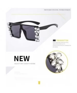 Rhinestones Sunglasses for Women Trendy Oversized Diamond One Piece Frame Eyewear UV Protection - CM190HE7M7A $11.33 Oversized