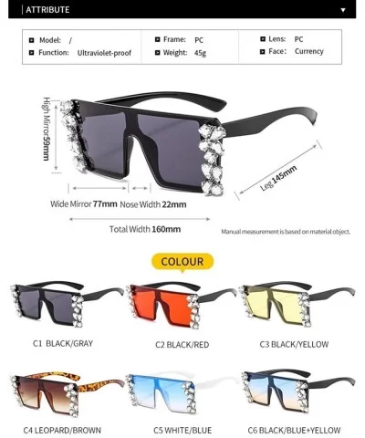 Rhinestones Sunglasses for Women Trendy Oversized Diamond One Piece Frame Eyewear UV Protection - CM190HE7M7A $11.33 Oversized