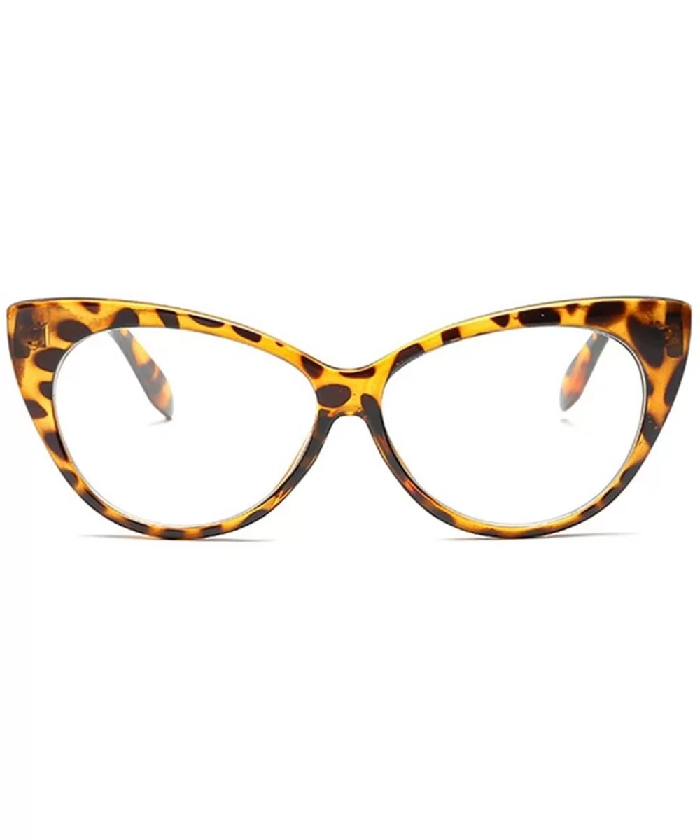 Vintage Oval Sunglasses Women Cateye Mod Style Plastic Frame - Leopard Frame-clear Lens - CS188803ADS $5.78 Oval