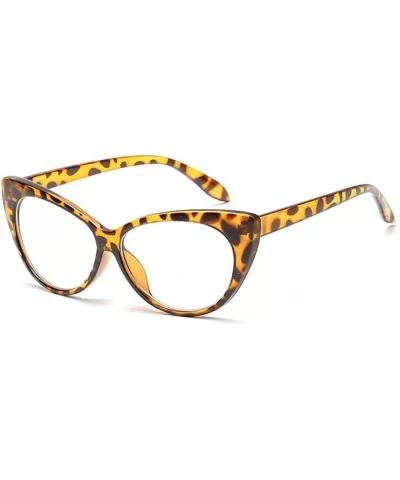 Vintage Oval Sunglasses Women Cateye Mod Style Plastic Frame - Leopard Frame-clear Lens - CS188803ADS $5.78 Oval