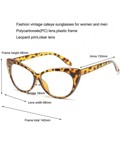 Vintage Oval Sunglasses Women Cateye Mod Style Plastic Frame - Leopard Frame-clear Lens - CS188803ADS $5.78 Oval