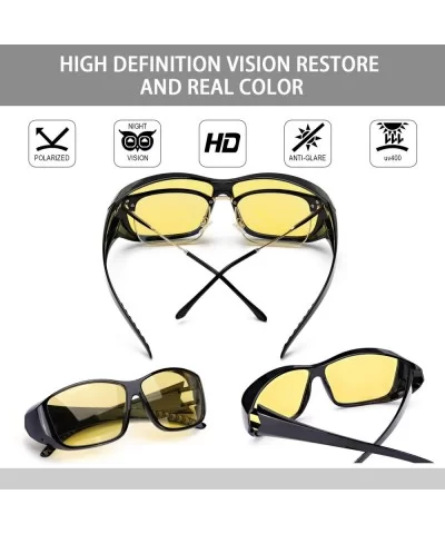 Glasses Prescription Polarized Driving - A1 Black Wrap Around Night Vision Glasses - CF18LULIRZZ $21.27 Wrap