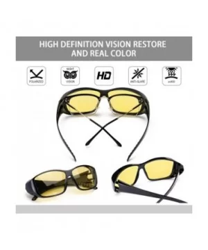 Glasses Prescription Polarized Driving - A1 Black Wrap Around Night Vision Glasses - CF18LULIRZZ $21.27 Wrap