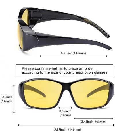 Glasses Prescription Polarized Driving - A1 Black Wrap Around Night Vision Glasses - CF18LULIRZZ $21.27 Wrap