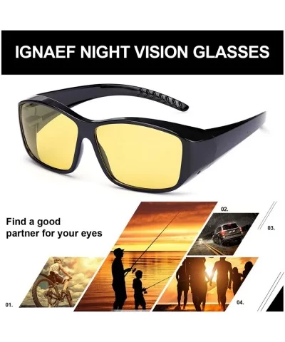 Glasses Prescription Polarized Driving - A1 Black Wrap Around Night Vision Glasses - CF18LULIRZZ $21.27 Wrap