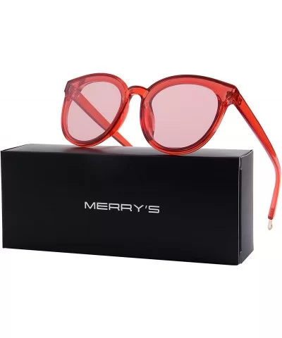 Round Sunglasses for Women Vintage Eyewear S8094 - Red Lens - C817YG0954G $8.09 Oversized