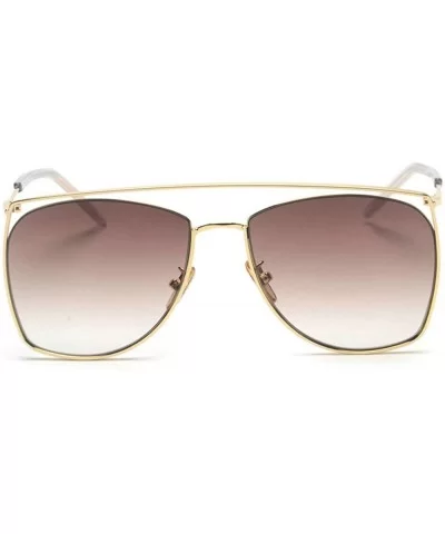 Oversized Unisex Sunglasses Fashion Brand Designer Metal Frame Square Sun glasses UV400 - Brown - CT18LTXUR0Z $12.61 Square