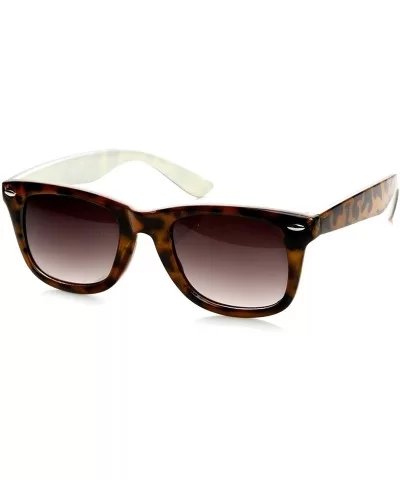 Classic Two-Tone Tortoise Havana Basic Horn Rimmed Sunglasses (Tortoise-White) - CB11J1RXB2J $9.37 Wayfarer