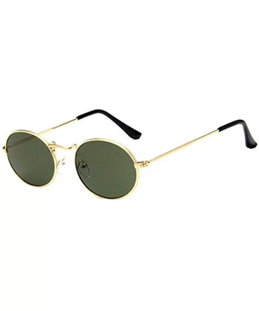 Vintage Retro Oval Sunglasses Ellipse Metal Frame Glasses Trendy Fashion Shades - E - C918UH0NXG8 $8.75 Goggle