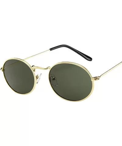 Vintage Retro Oval Sunglasses Ellipse Metal Frame Glasses Trendy Fashion Shades - E - C918UH0NXG8 $8.75 Goggle