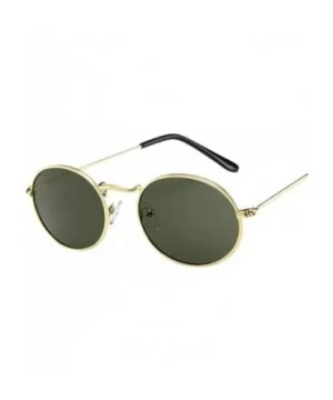 Vintage Retro Oval Sunglasses Ellipse Metal Frame Glasses Trendy Fashion Shades - E - C918UH0NXG8 $8.75 Goggle