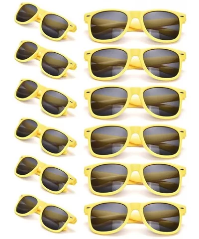 Bulk 12 Pack Neon Retro Sunglasses Unisex Adult Kids Party Favors Decor Glasses - Adult Yellow - CS18ENTTTQX $17.52 Goggle