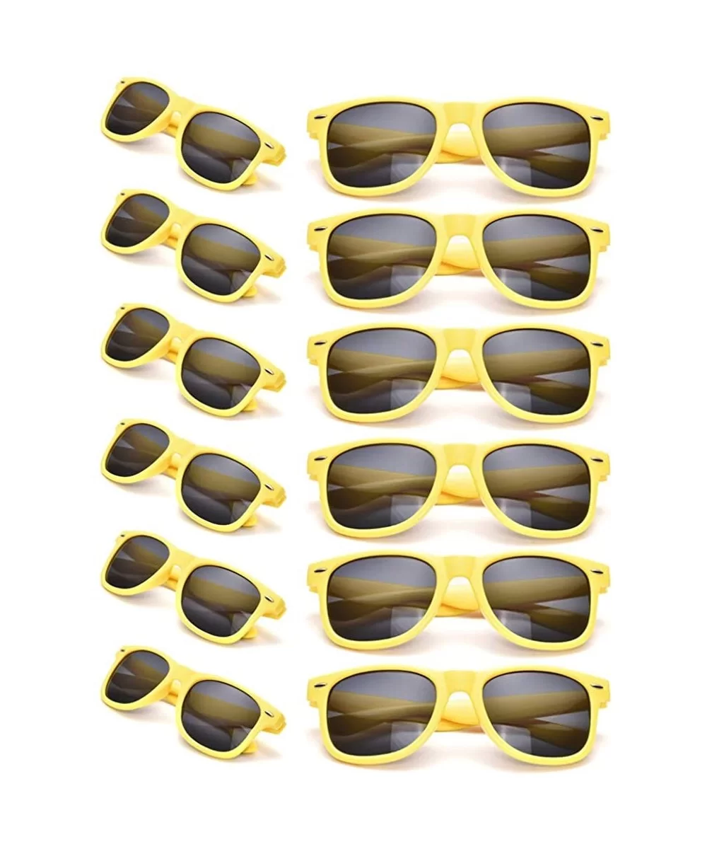 Bulk 12 Pack Neon Retro Sunglasses Unisex Adult Kids Party Favors Decor Glasses - Adult Yellow - CS18ENTTTQX $17.52 Goggle