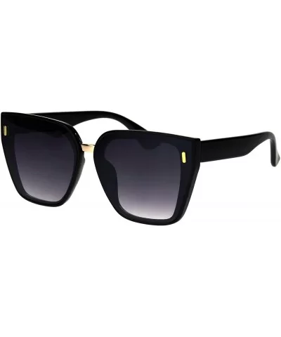 Womens Designer Style Sunglasses Oversized Trapezoid Frame UV 400 - Black (Smoke) - CY18RHLZSK7 $9.20 Square