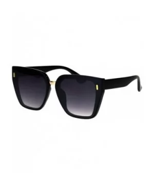 Womens Designer Style Sunglasses Oversized Trapezoid Frame UV 400 - Black (Smoke) - CY18RHLZSK7 $9.20 Square