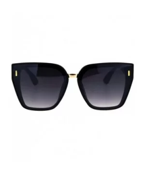 Womens Designer Style Sunglasses Oversized Trapezoid Frame UV 400 - Black (Smoke) - CY18RHLZSK7 $9.20 Square