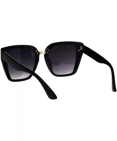 Womens Designer Style Sunglasses Oversized Trapezoid Frame UV 400 - Black (Smoke) - CY18RHLZSK7 $9.20 Square