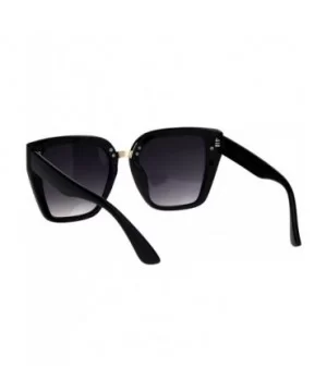 Womens Designer Style Sunglasses Oversized Trapezoid Frame UV 400 - Black (Smoke) - CY18RHLZSK7 $9.20 Square