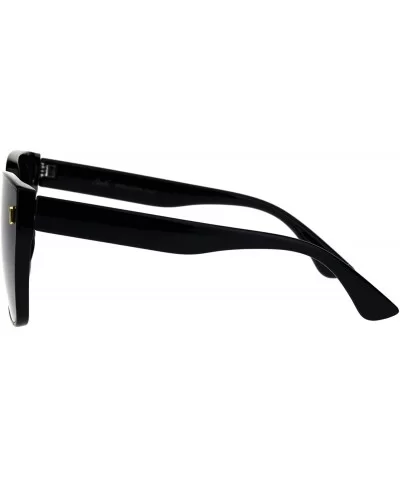 Womens Designer Style Sunglasses Oversized Trapezoid Frame UV 400 - Black (Smoke) - CY18RHLZSK7 $9.20 Square