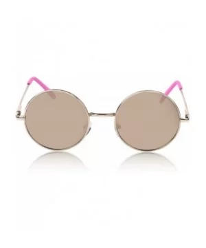 Round Sunglasses Circle Retro Hippie Flat Mirrored Lens Glasses UV400 - Pink - CP18SC9T34T $7.87 Round