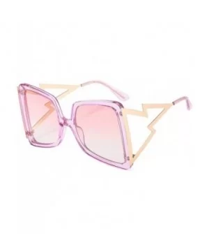 Oversized Square Sunglasses for Women Lightning Shaped legs Sun Glasses UV400 - Black Yellow - CN1902SNNR0 $9.37 Oversized