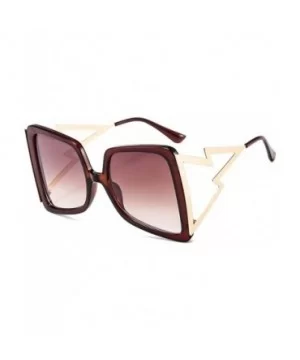 Oversized Square Sunglasses for Women Lightning Shaped legs Sun Glasses UV400 - Black Yellow - CN1902SNNR0 $9.37 Oversized