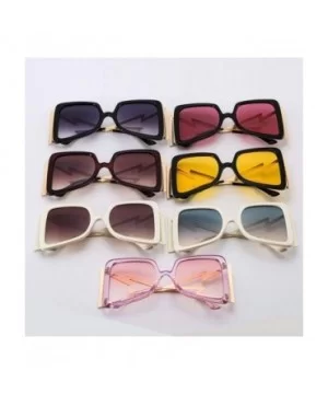 Oversized Square Sunglasses for Women Lightning Shaped legs Sun Glasses UV400 - Black Yellow - CN1902SNNR0 $9.37 Oversized