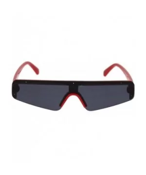 Flat Top Futurism Robotic Disco Narrow Half Rim Plastic Sunglasses - Red Black - CV18OR9H30C $11.17 Shield