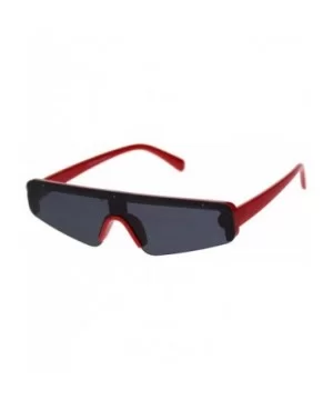 Flat Top Futurism Robotic Disco Narrow Half Rim Plastic Sunglasses - Red Black - CV18OR9H30C $11.17 Shield