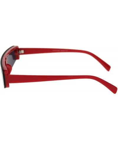 Flat Top Futurism Robotic Disco Narrow Half Rim Plastic Sunglasses - Red Black - CV18OR9H30C $11.17 Shield